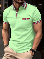 Heren Polo Shirt Katoen Ruitenkraag Casual Korte Mouwen 3