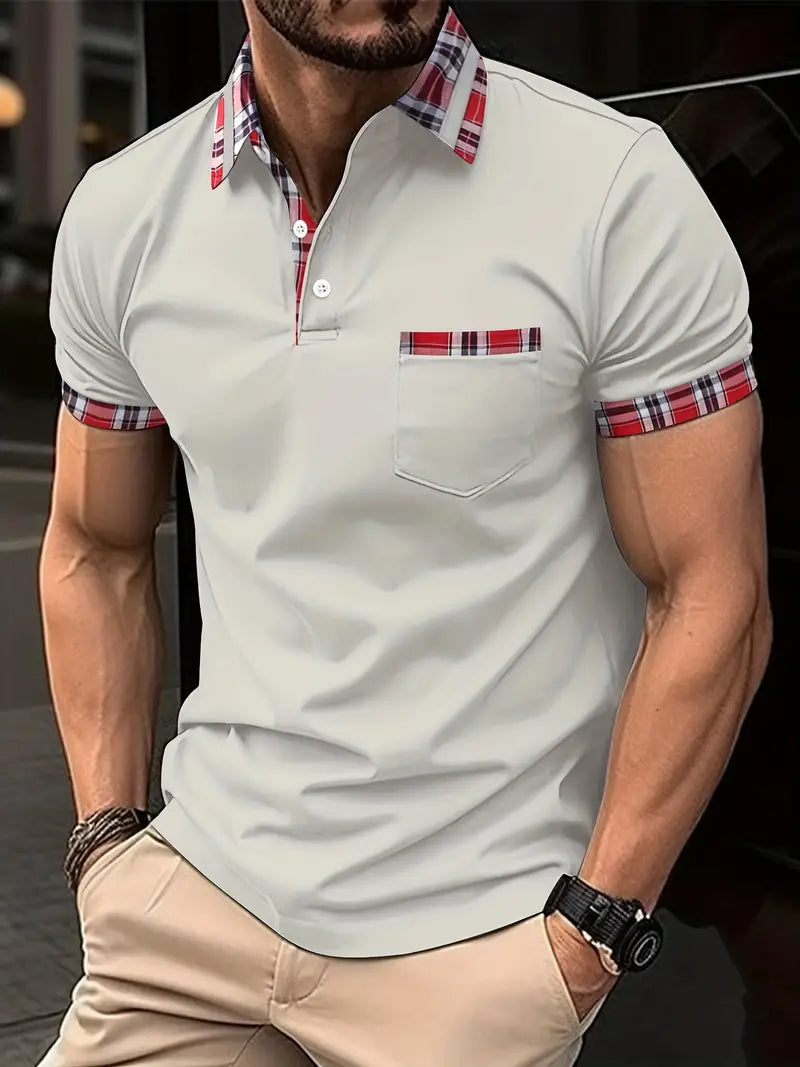 Heren Polo Shirt Katoen Ruitenkraag Casual Korte Mouwen 7