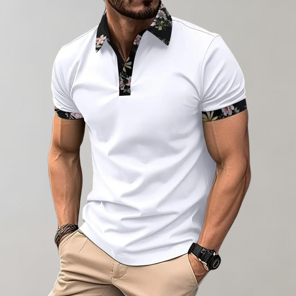 Heren Polo Shirt Katoen met Bloemenvoering 0