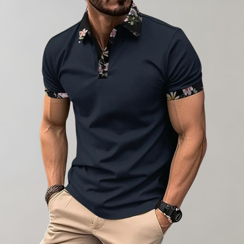 Heren Polo Shirt Katoen met Bloemenvoering 10