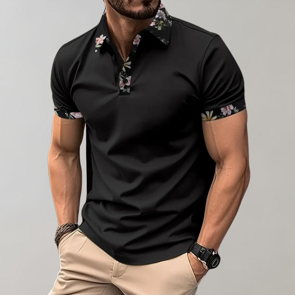 Heren Polo Shirt Katoen met Bloemenvoering 4