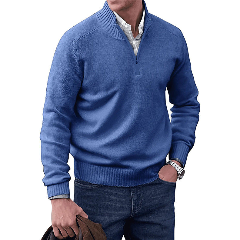 Heren Pullover Half Zip Katoen Met Hoog Halsausschnitt 3
