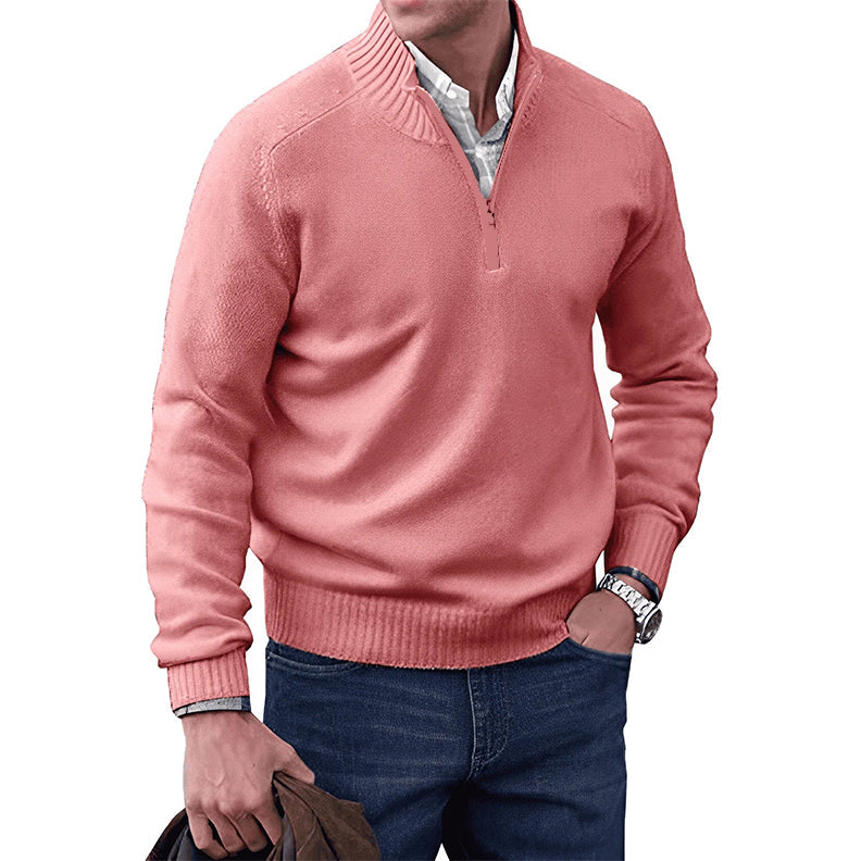 Heren Pullover Half Zip Katoen Met Hoog Halsausschnitt 6