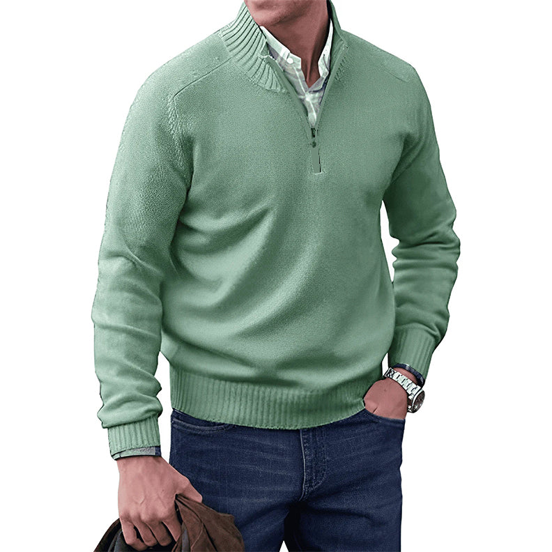 Heren Pullover Half Zip Katoen Met Hoog Halsausschnitt 7