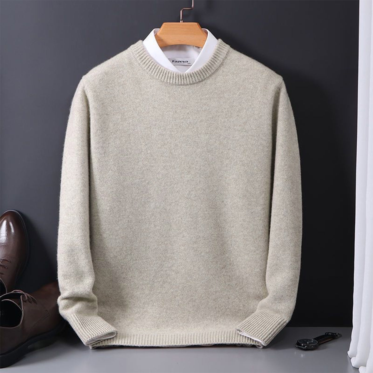 Heren Pullover Wollen Trui Zwart 3