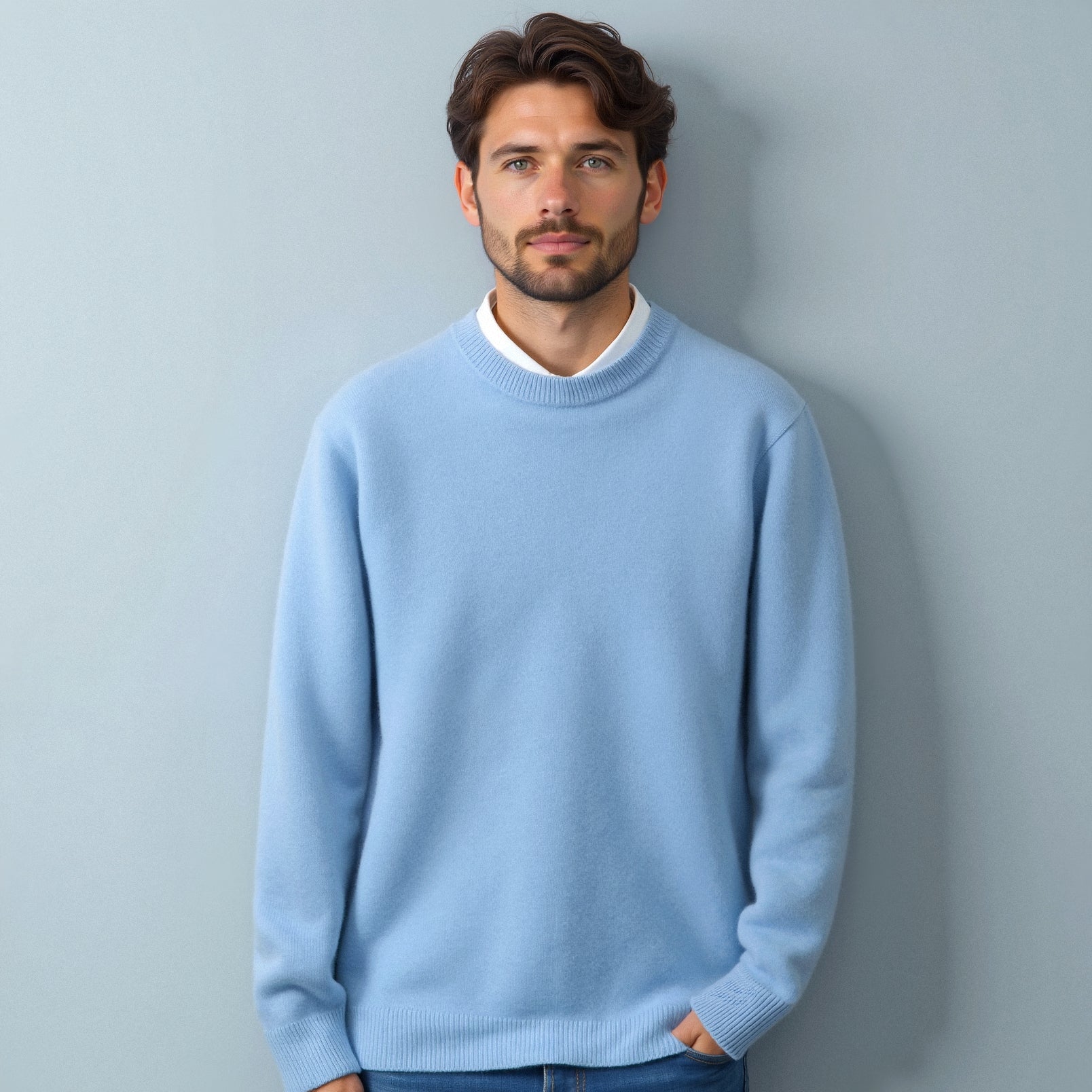 Heren Pullover Wollen Trui Zwart 8