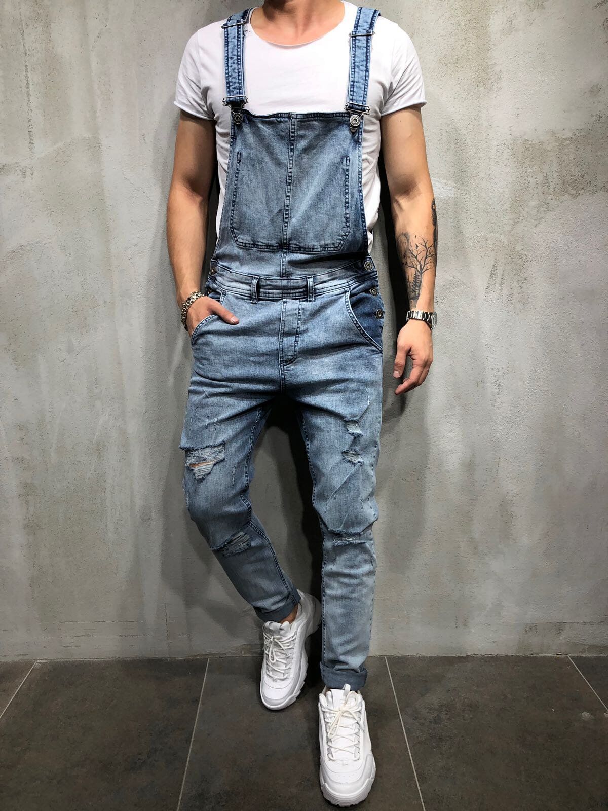 Heren Skinny Fit Denim Overalls Katoen Polyester 0