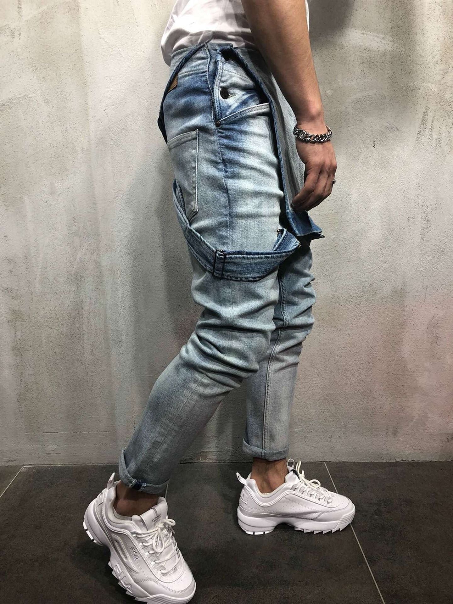 Heren Skinny Fit Denim Overalls Katoen Polyester 1