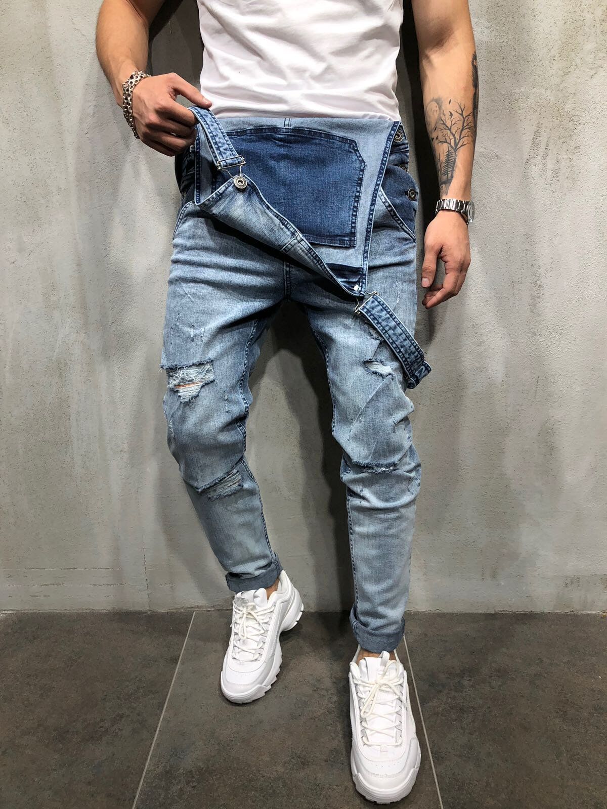 Heren Skinny Fit Denim Overalls Katoen Polyester 2