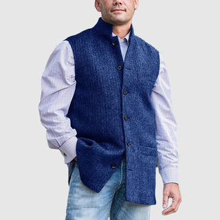 Heren Vest Met Rits Polyester Opstaande Kraag Grijs 0
