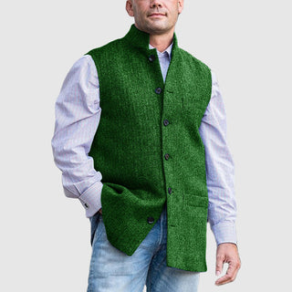 Heren Vest Met Rits Polyester Opstaande Kraag Grijs 1
