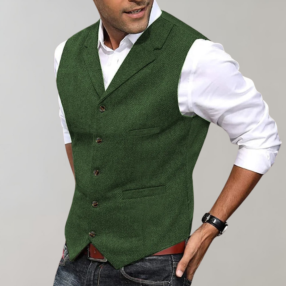 Heren Vest Slim Fit Herringbone Vezelmix 0