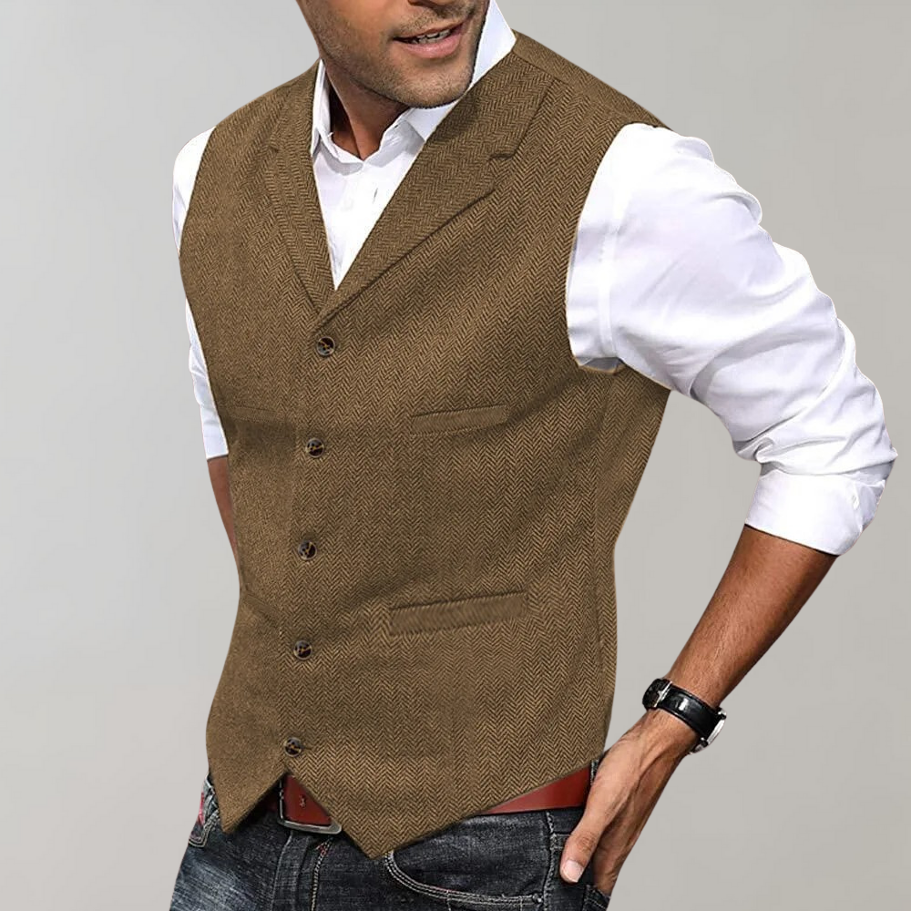Heren Vest Slim Fit Herringbone Vezelmix 1