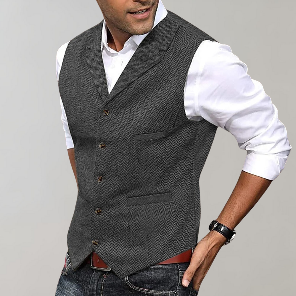 Heren Vest Slim Fit Herringbone Vezelmix 2