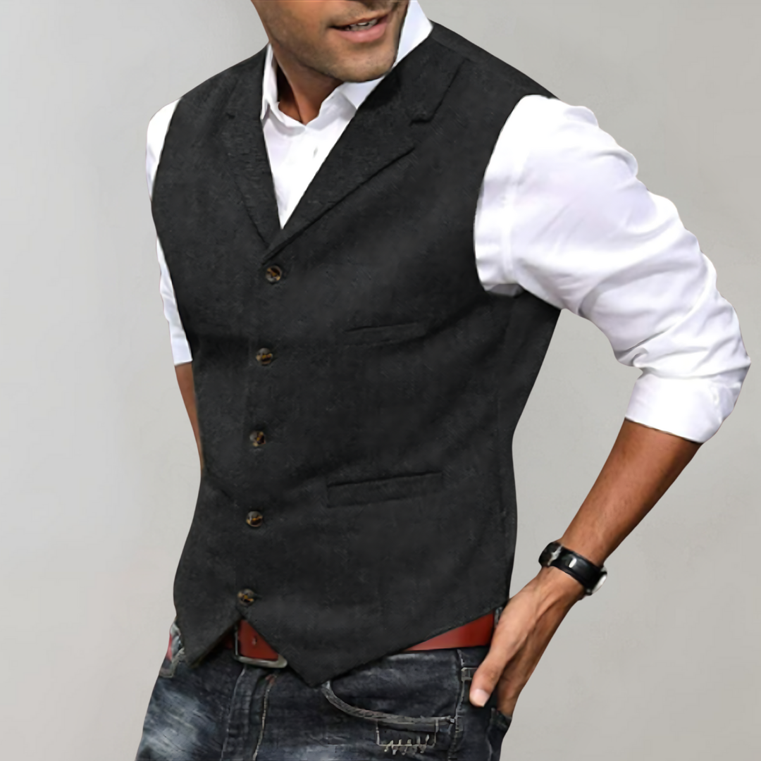 Heren Vest Slim Fit Herringbone Vezelmix 4