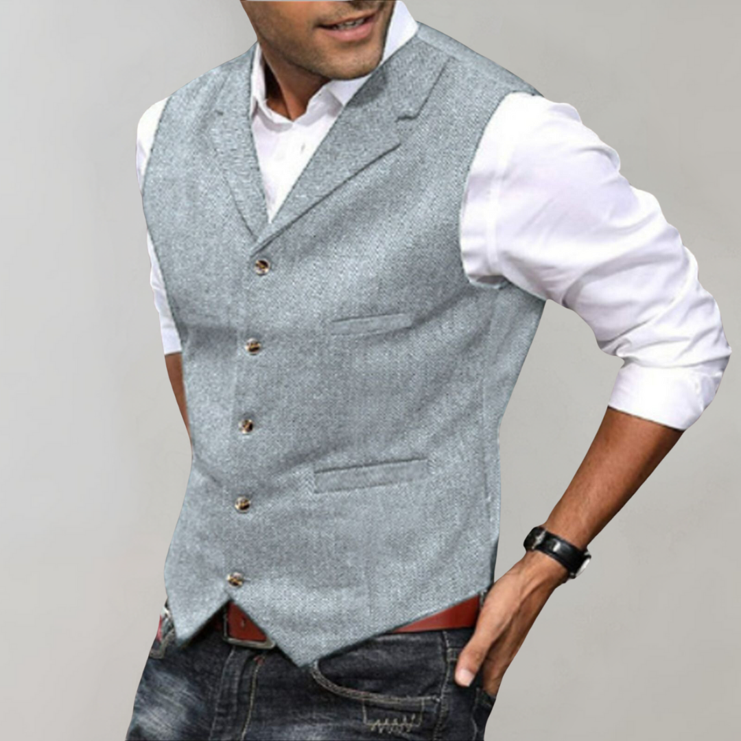 Heren Vest Slim Fit Herringbone Vezelmix 5