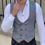 Heren Vest Wolmix Slim Fit Dubbelgeknopt 0
