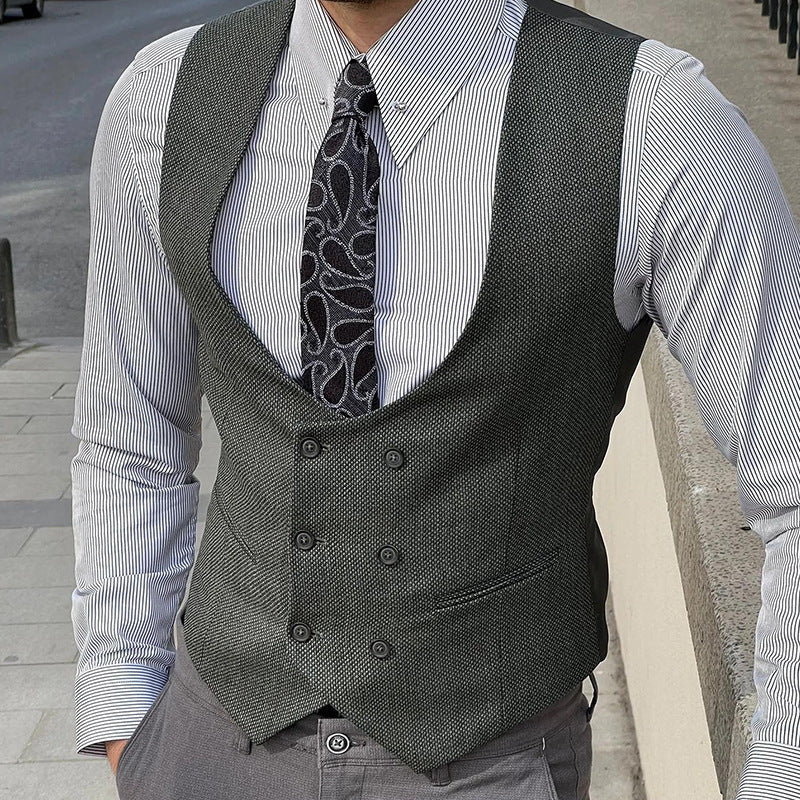 Heren Vest Wolmix Slim Fit Dubbelgeknopt 1