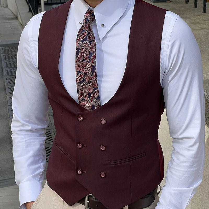 Heren Vest Wolmix Slim Fit Dubbelgeknopt 2