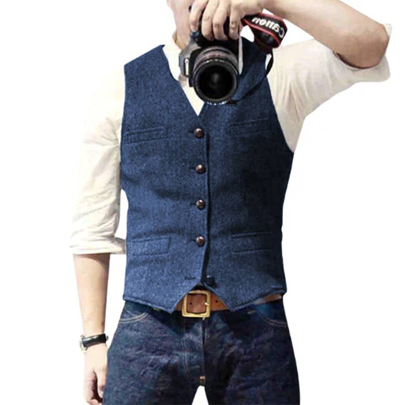 Heren Weste Wol Elegante Stijl 0