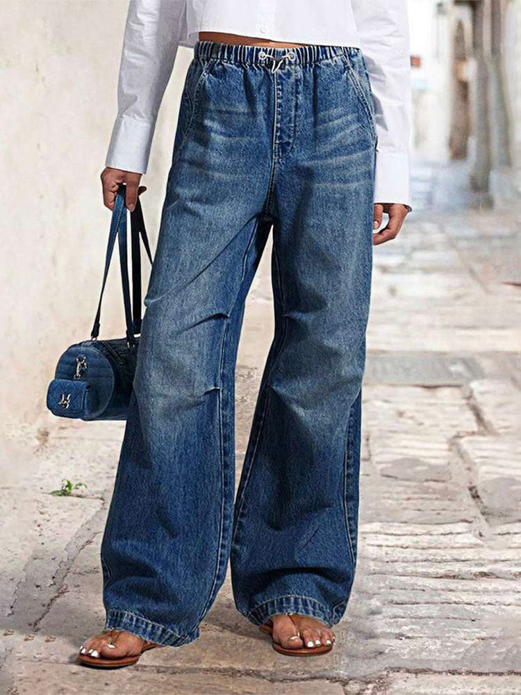 Heren Wide Leg Jeans Katoen met Touwtjes 1