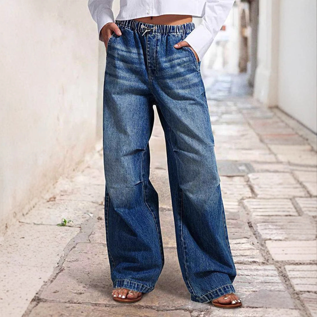 Heren Wide Leg Jeans Katoen met Touwtjes 4