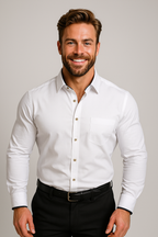 Heren stretch overhemd met opstaande kraag - Kreukvrij comfortabel werkoverhemd 2