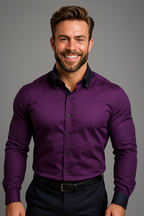 Heren stretch overhemd met opstaande kraag - Kreukvrij comfortabel werkoverhemd 4