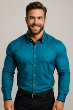 Heren stretch overhemd met opstaande kraag - Kreukvrij comfortabel werkoverhemd 9