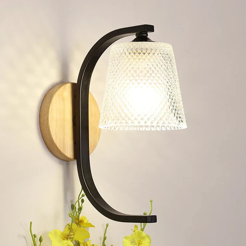 BirdLuxe - Elegante Wandlamp met Vogelontwerp – Hout en Glas voor Slaapkamer
