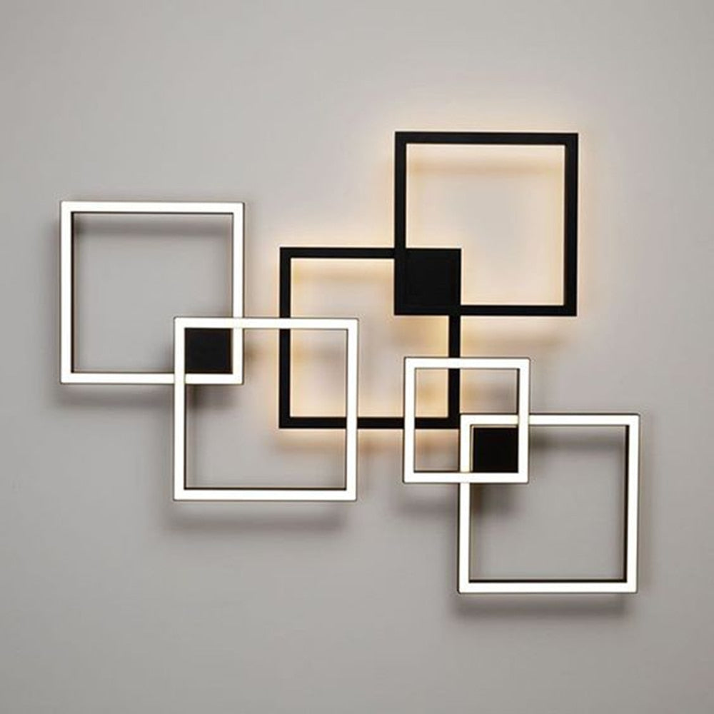 Zwart-Wit Vierkante Wanddecoratie Lamp