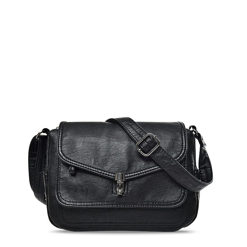 De Regina Crossbody Bag Vegan Leer Zwart Kleine Schoudertas Met Binnen Compartiment