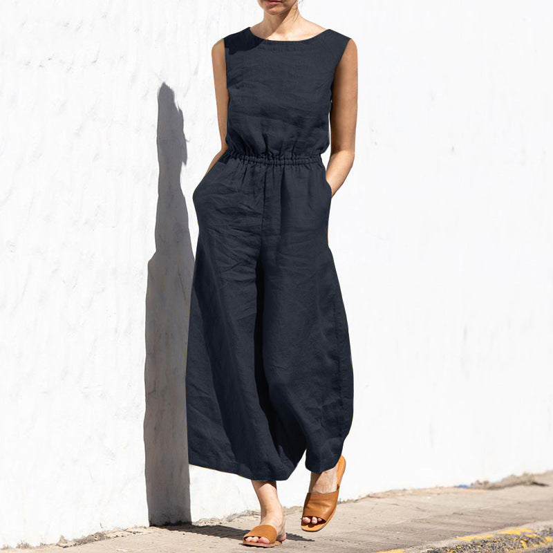 Hoge Taille Mouwloze Losse Jumpsuit