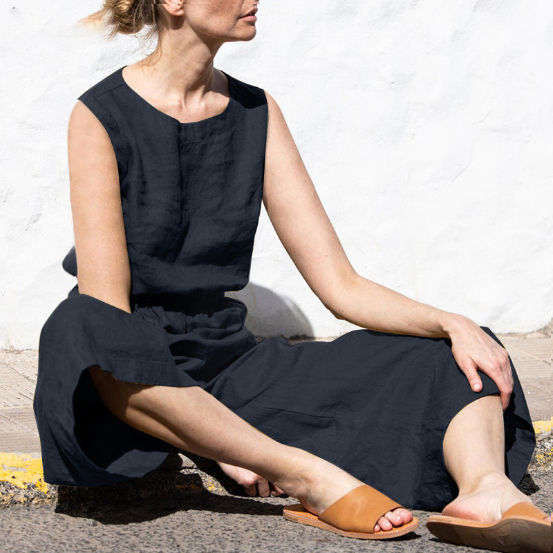 Hoge Taille Mouwloze Losse Jumpsuit