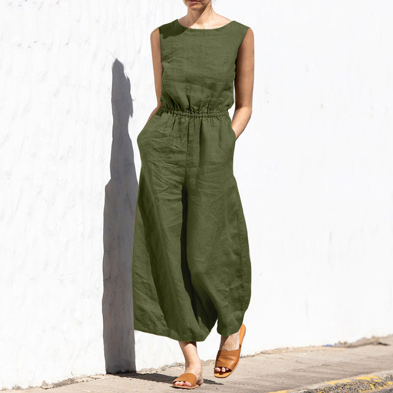 Hoge Taille Mouwloze Losse Jumpsuit