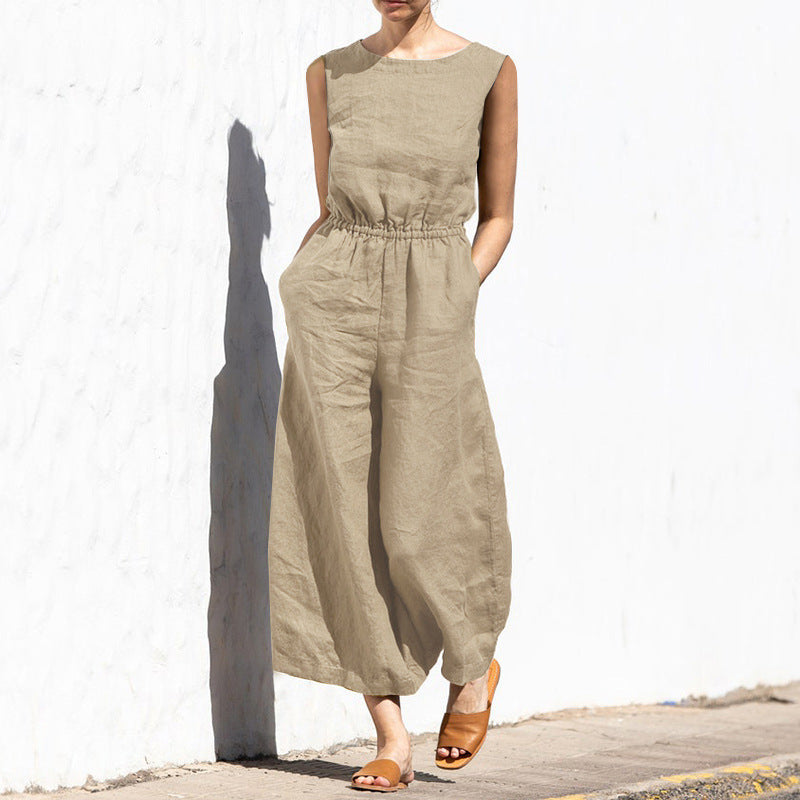 Hoge Taille Mouwloze Losse Jumpsuit