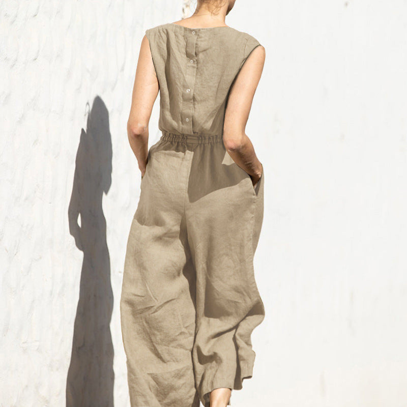 Hoge Taille Mouwloze Losse Jumpsuit