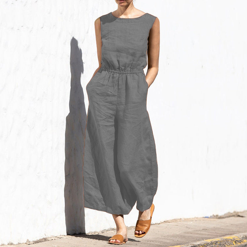 Hoge Taille Mouwloze Losse Jumpsuit