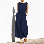 Hoge Taille Mouwloze Losse Jumpsuit