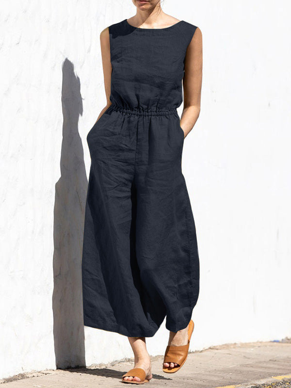 Hoge Taille Mouwloze Losse Jumpsuit