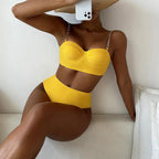 Hoge Taille Gevoerde Bikini Set Dames met Kettingbanden 9