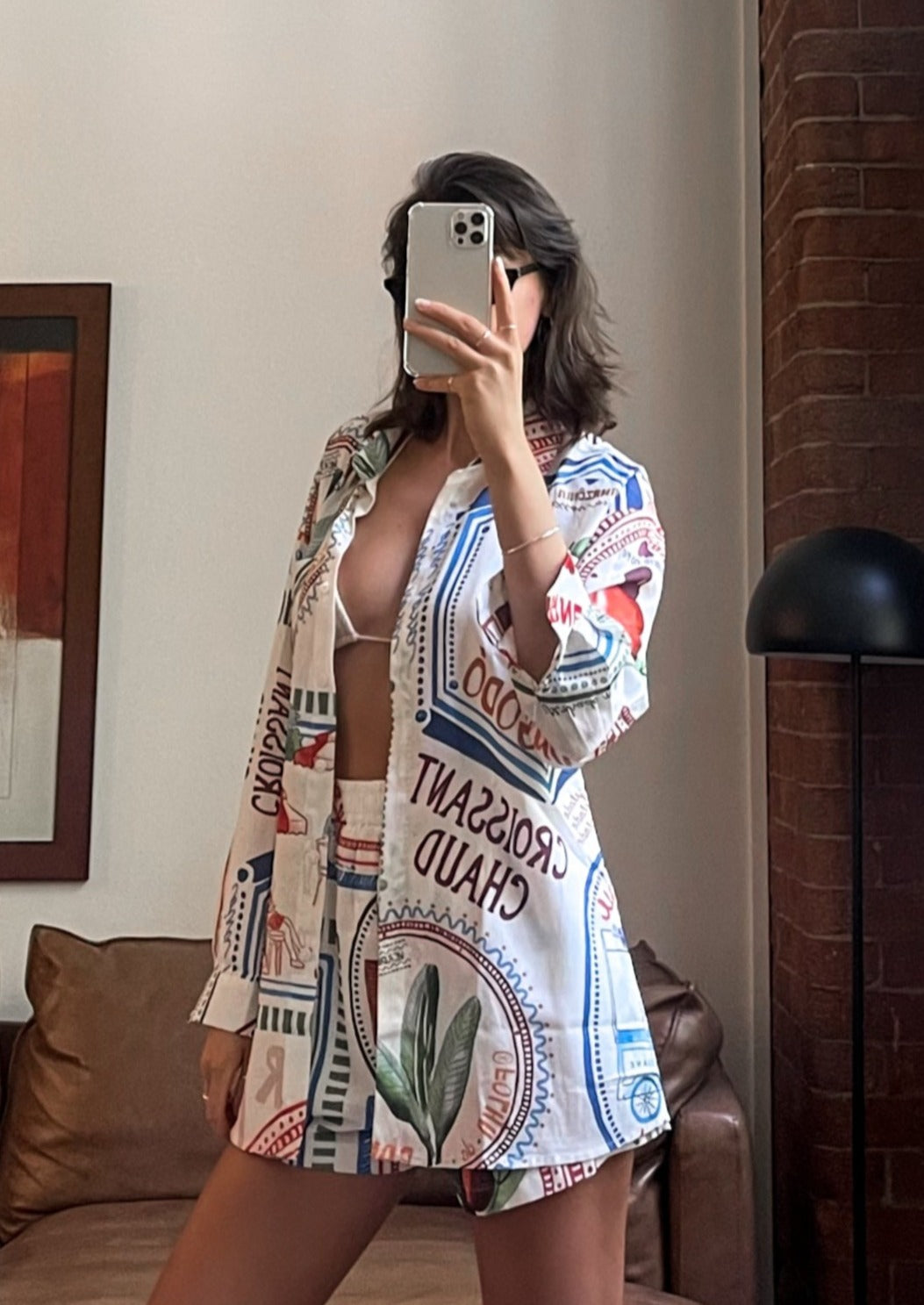 Rio Set Oversized Shirt en Shorts van Linnen Stof voor Dames