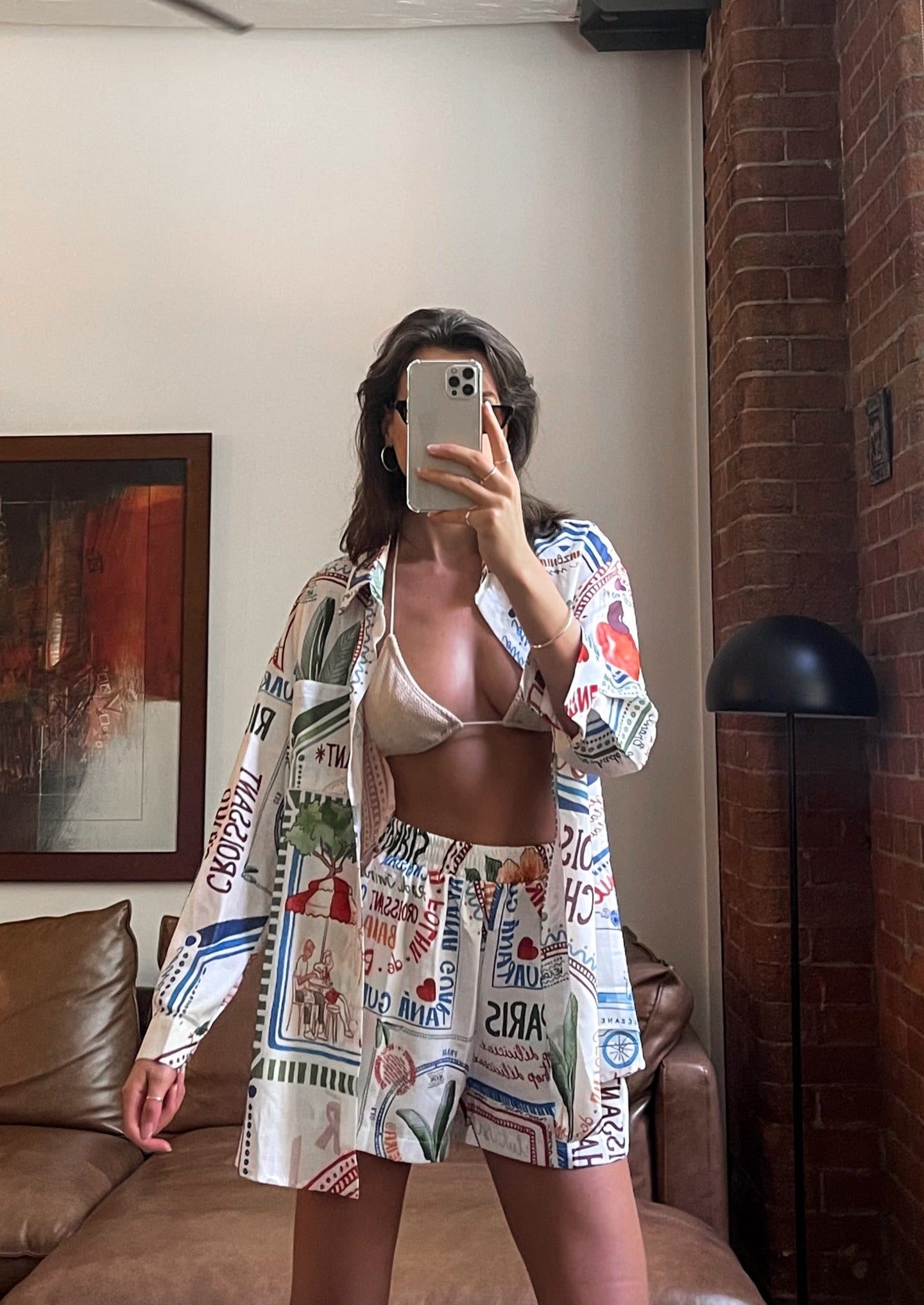 Rio Set Oversized Shirt en Shorts van Linnen Stof voor Dames