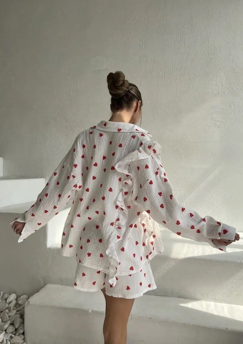Stijlvolle Tallulah Set met Hartprint van Katoen voor Dames