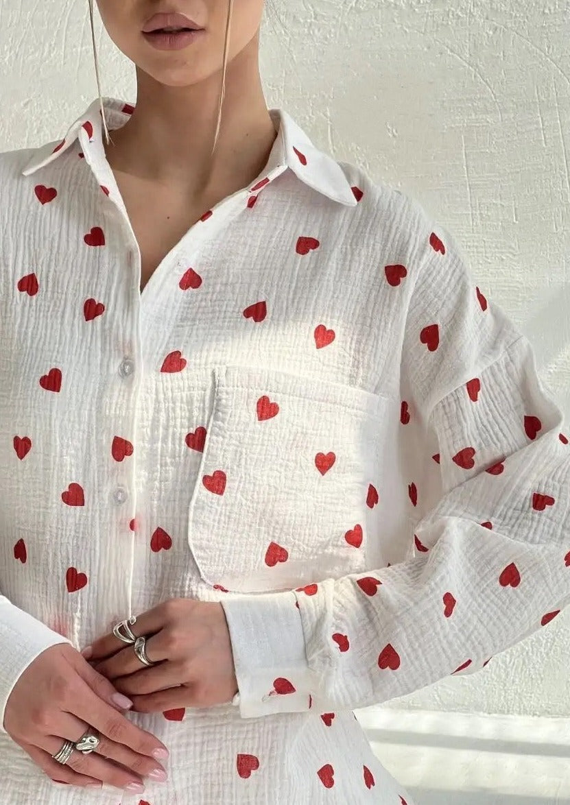 Stijlvolle Tallulah Set met Hartprint van Katoen voor Dames