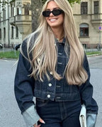 Dames Denim Set – Trucker Jacket & High Waist Wide Leg Jeans – Relaxed Fit