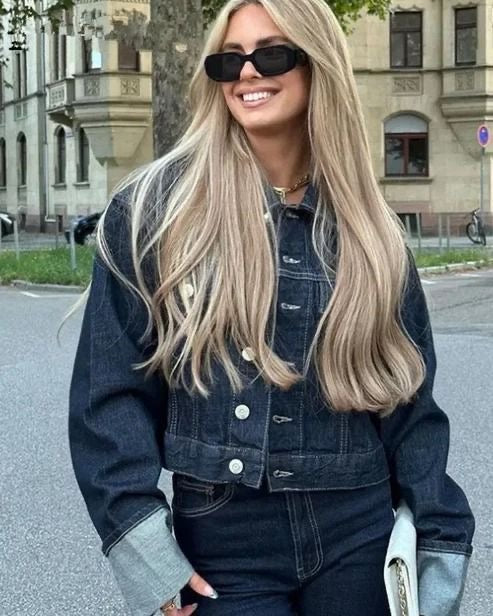 Dames Denim Set – Trucker Jacket & High Waist Wide Leg Jeans – Relaxed Fit