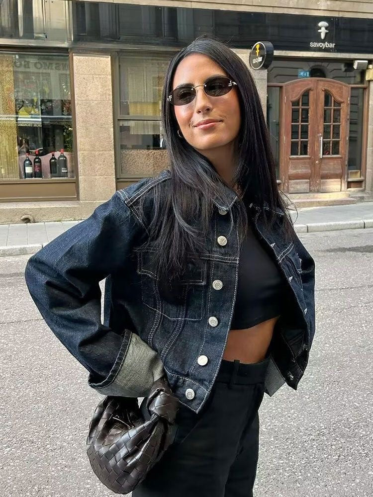 Dames Denim Set – Trucker Jacket & High Waist Wide Leg Jeans – Relaxed Fit
