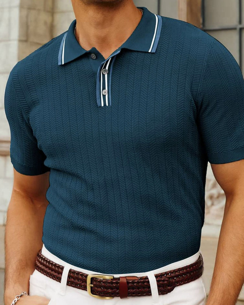 Bali Gebreide Polo Voor Heren Luxe Viscose Polyester Mix Ademend