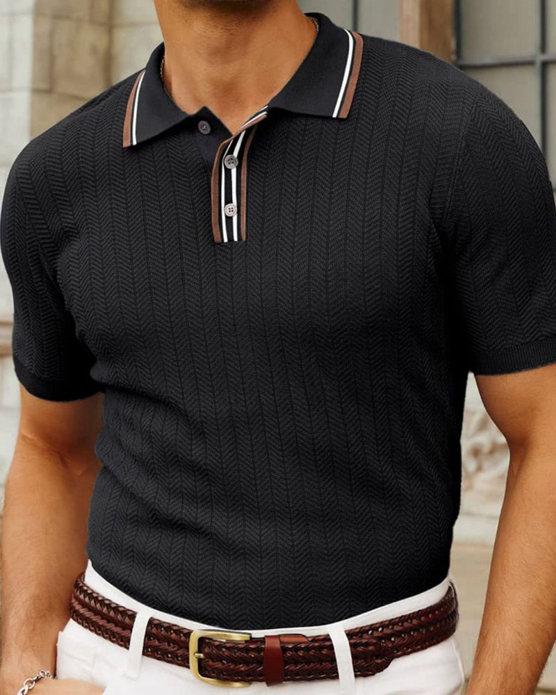 Bali Gebreide Polo Voor Heren Luxe Viscose Polyester Mix Ademend